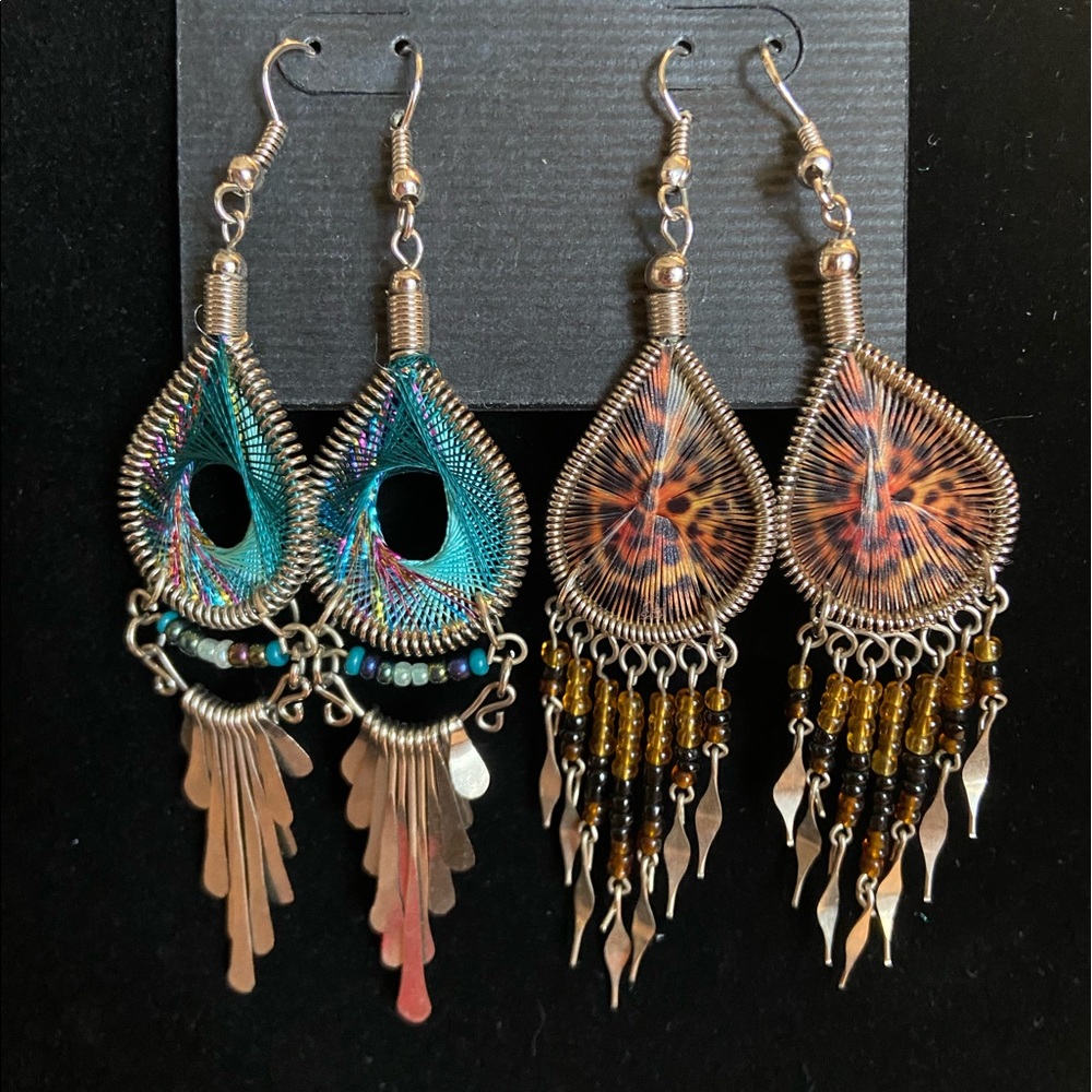 Thread Bead Hoop Earrings